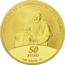 France, 50 Euro, Mere Teresa, 2010, MS(65-70), Gold, KM:1694