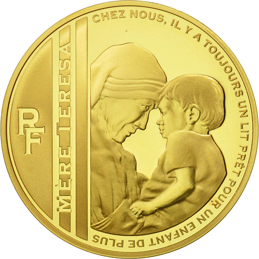 France, 50 Euro, Mere Teresa, 2010, MS(65-70), Gold, KM:1694