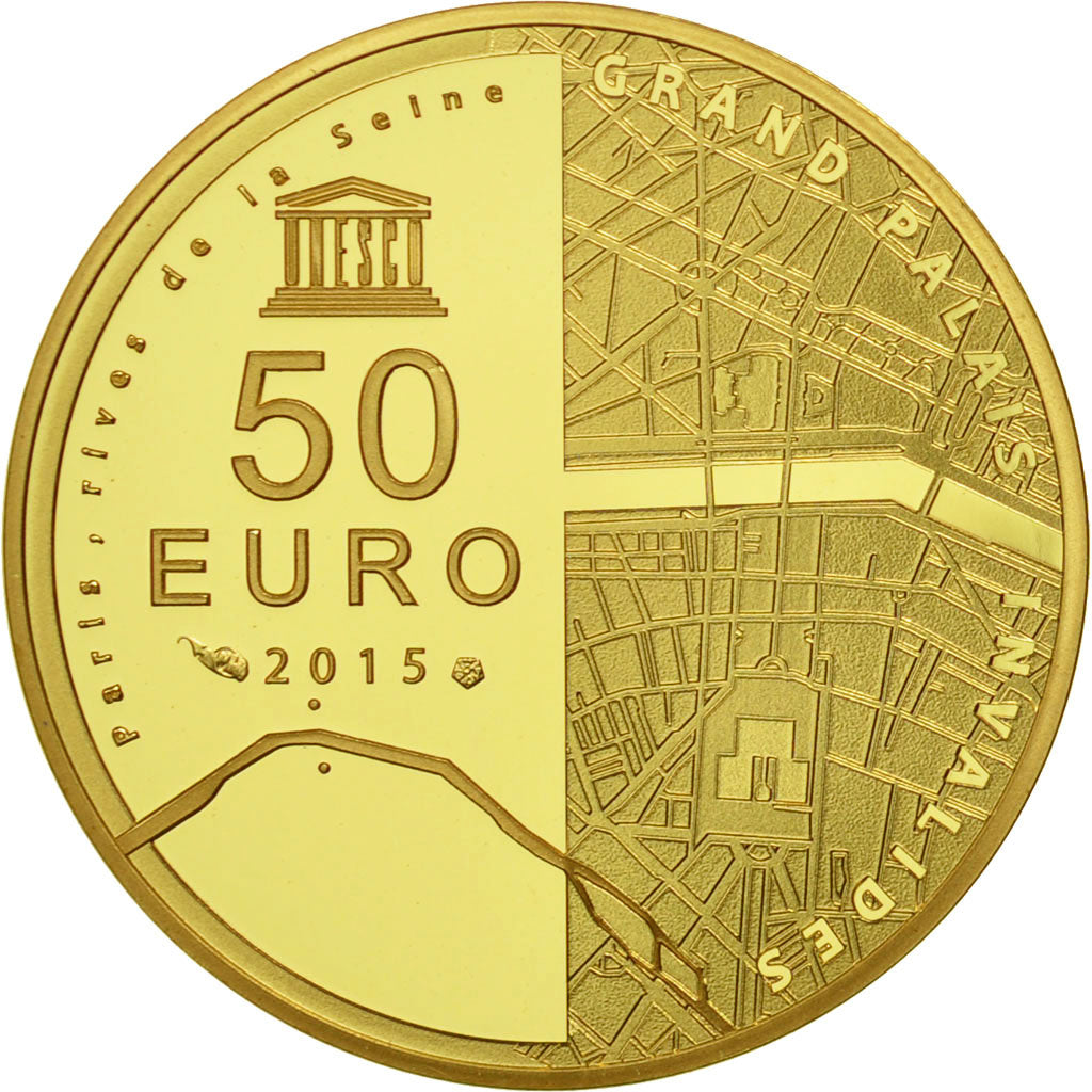 Frankreich, 50 Euro, UNESCO Rives de la Seine, 2015, STGL, Gold