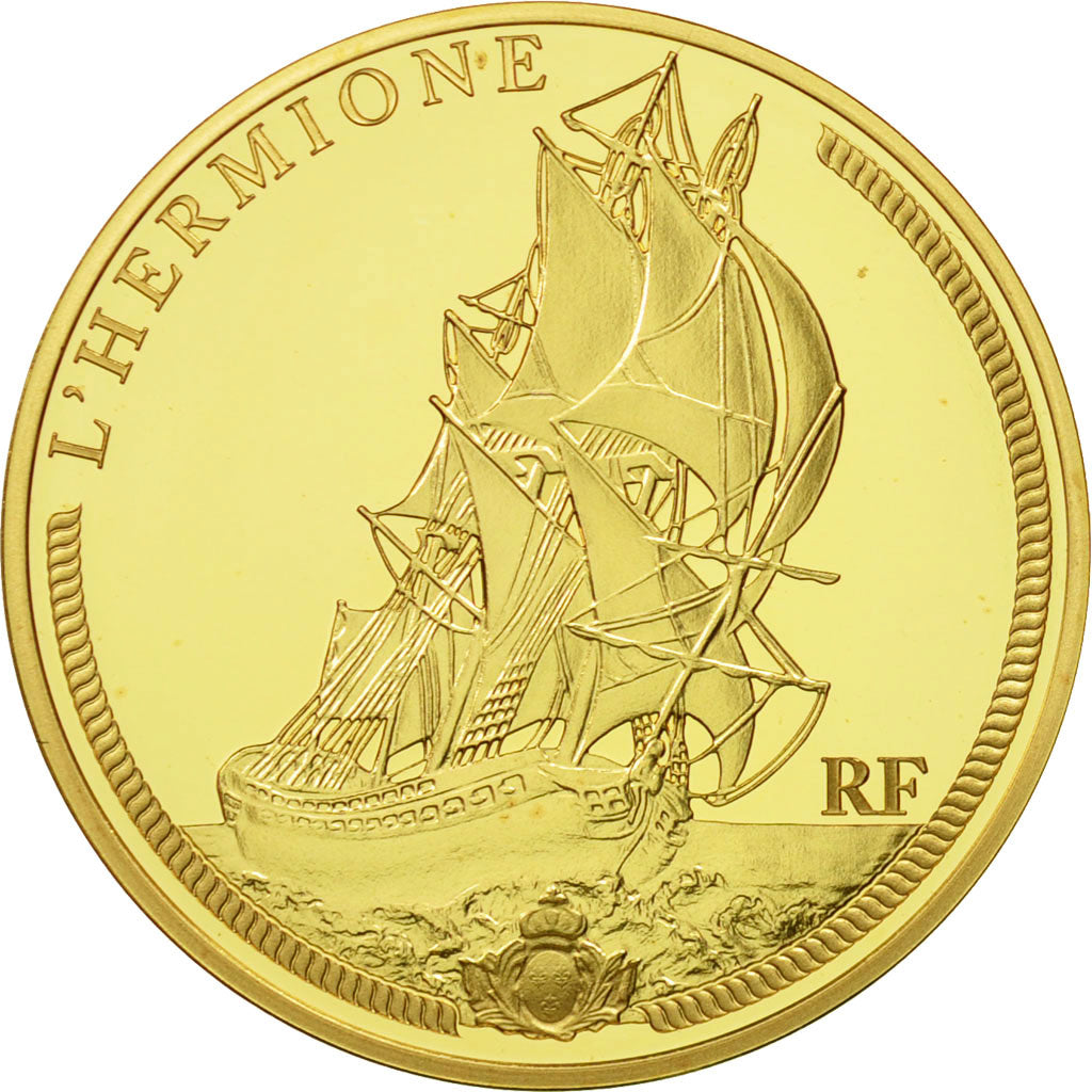Coin, France, 50 Euro, L'Hermione, 2012, MS(65-70), Gold, KM:2082