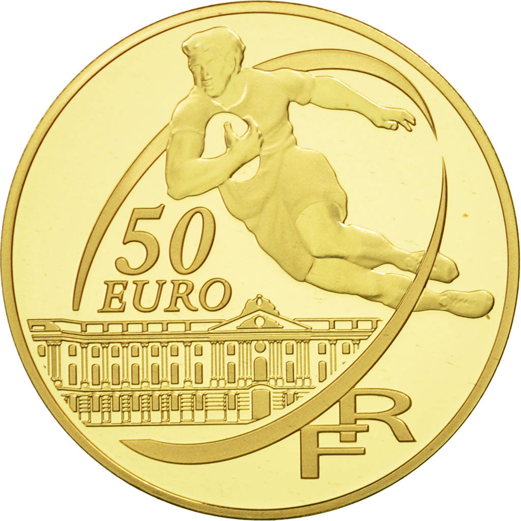 France, 50 Euro, Stade Toulousain, 2010, MS(65-70), Gold, KM:1721