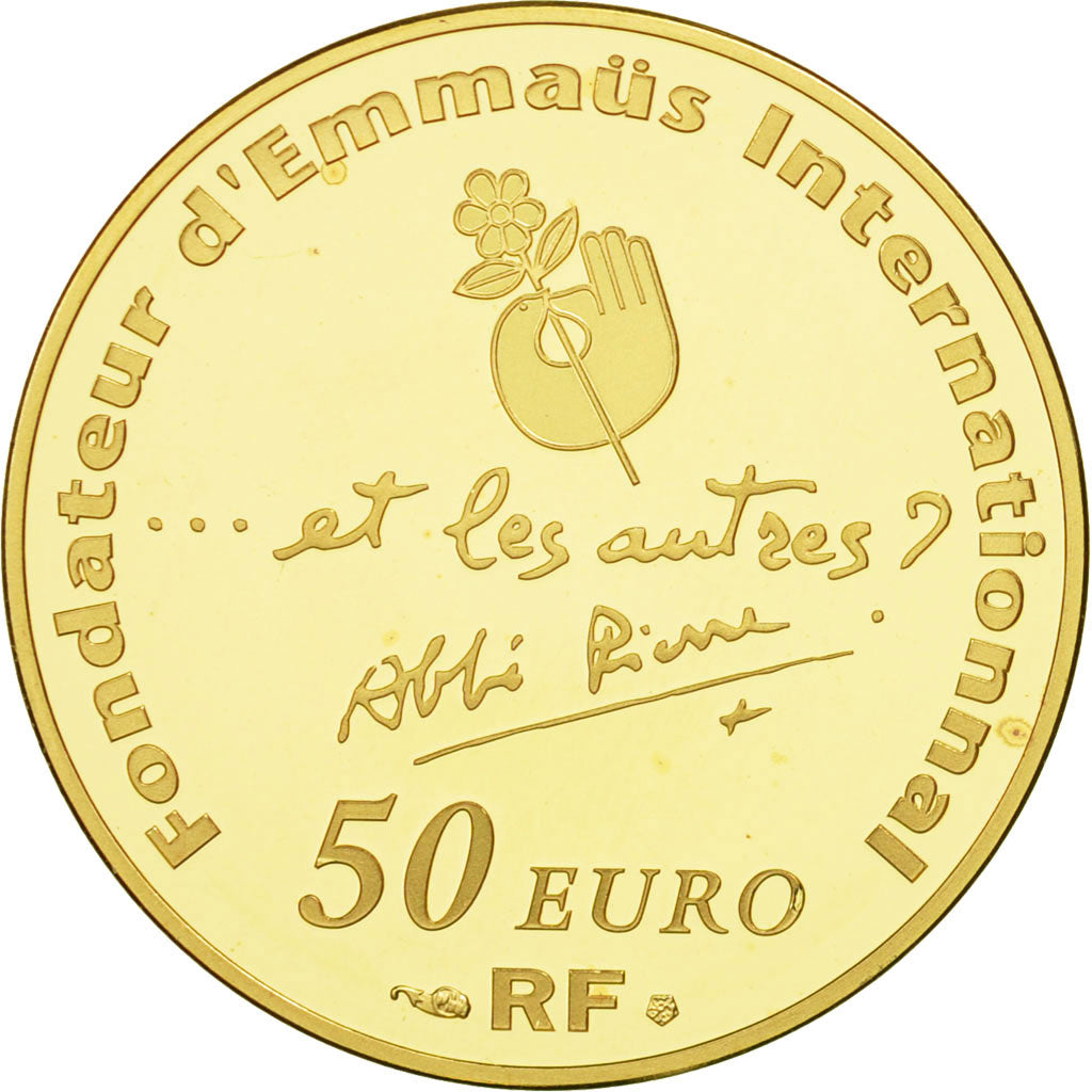 France, 50 Euro, Abbé Pierre, 2012, MS(65-70), Gold