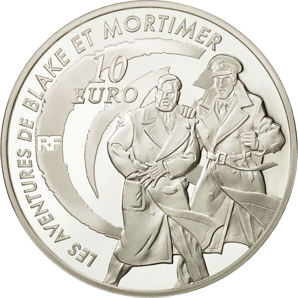 France, Monnaie de Paris, 10 Euro, Blake & Mortimer, 2010, MS(65-70), Silver