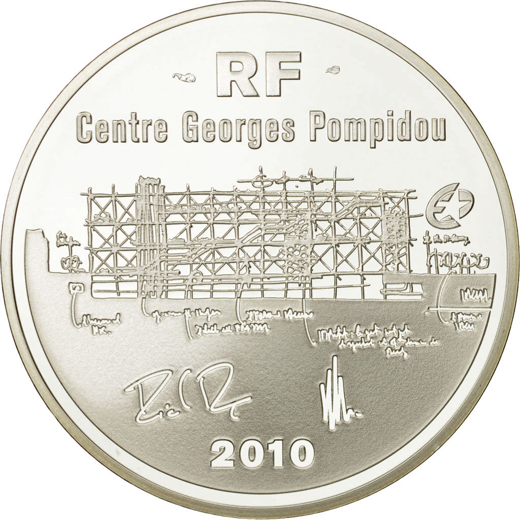 Monnaie, France, Monnaie de Paris, 10 Euro, Centre Pompidou, 2010, FDC, Argent
