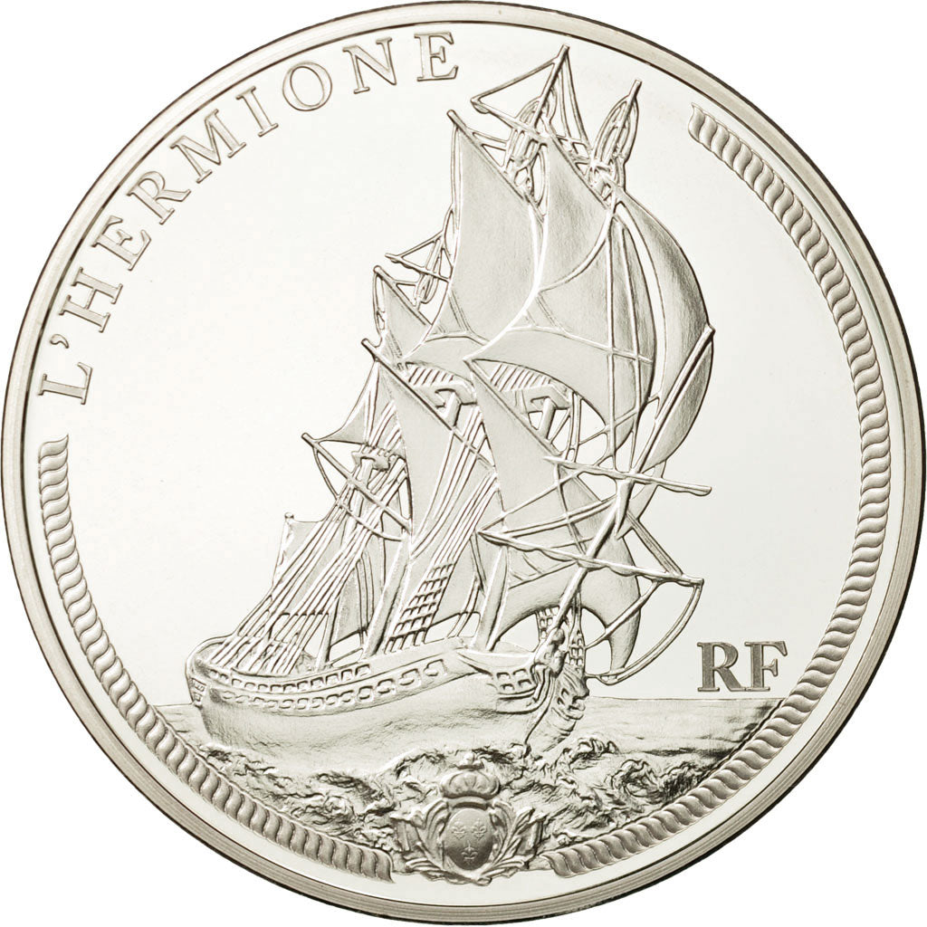 France, Monnaie de Paris, 10 Euro, L'Hermione, 2012, MS(65-70), Silver