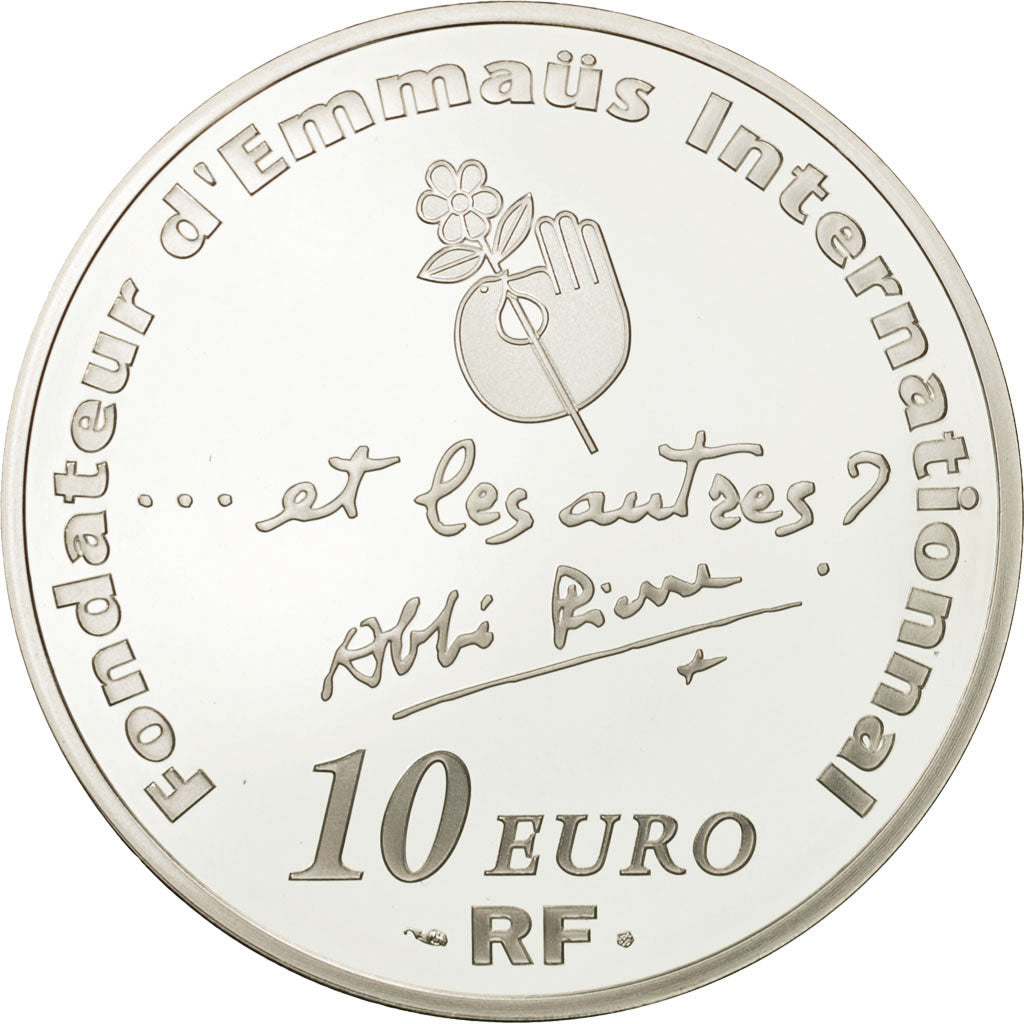 France, Monnaie de Paris, 10 Euro, Abbé Pierre, 2012, MS(65-70), Silver