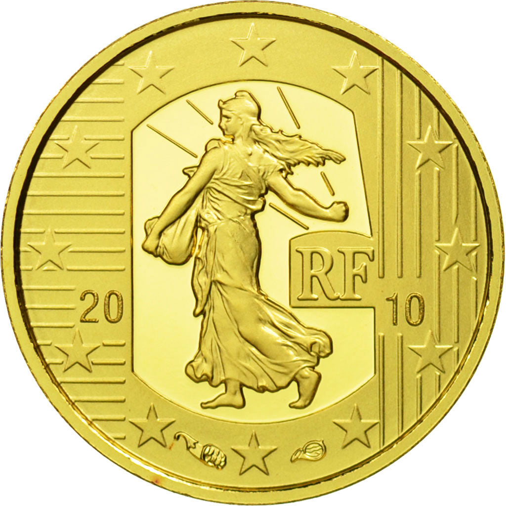 France, Monnaie de Paris, 5 Euro, Semeuse, 2010, MS(65-70), Gold, KM:1674