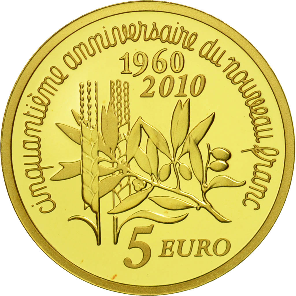 France, Monnaie de Paris, 5 Euro, Semeuse, 2010, MS(65-70), Gold, KM:1674
