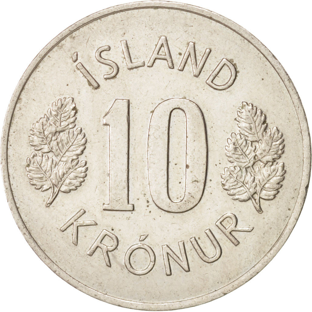 Moneta, Islanda, 10 Kronur, 1974, BB, Rame-nichel, KM:15