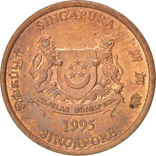Moneda, Singapur, Cent, 1995, Singapore Mint, EBC+, Cobre chapado en cinc, KM:98