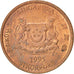 Coin, Singapore, Cent, 1995, Singapore Mint, MS(60-62), Copper Plated Zinc