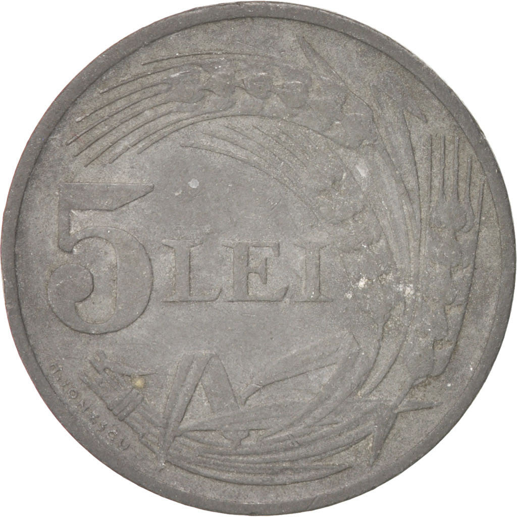 Romania, Mihai I, 5 Lei, 1942, BB+, Zinco, KM:61