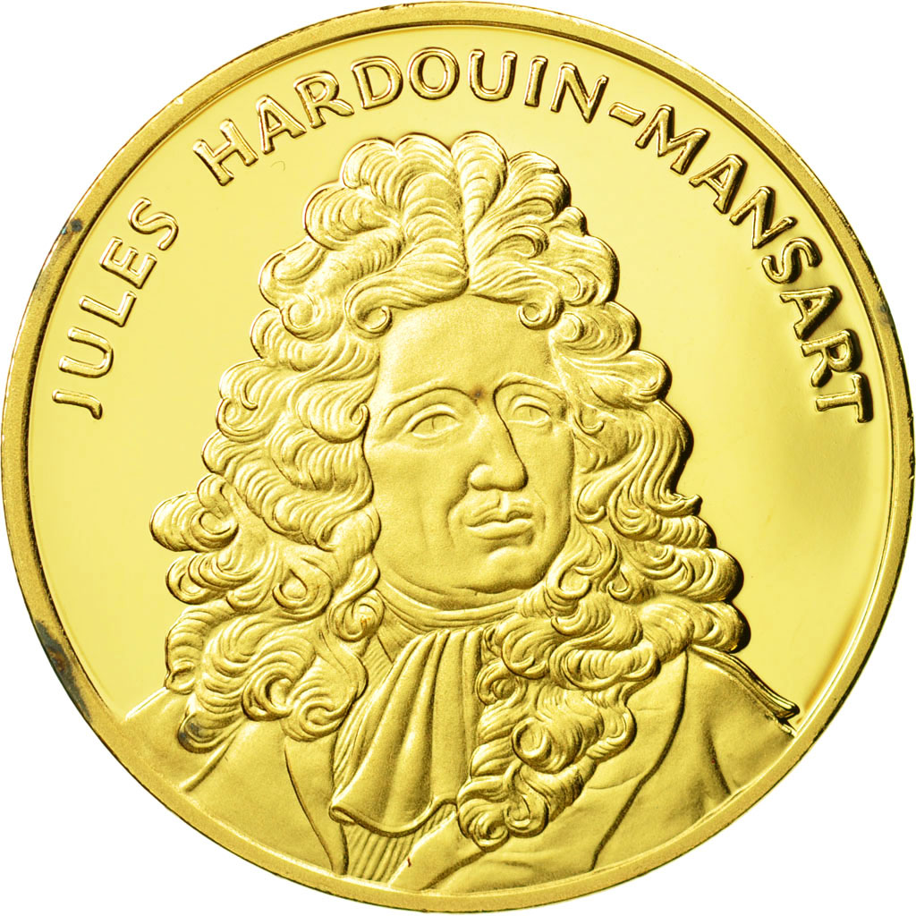 France, Medal, Jules Hardouin-Mansart, Undated, SPL, Vermeil