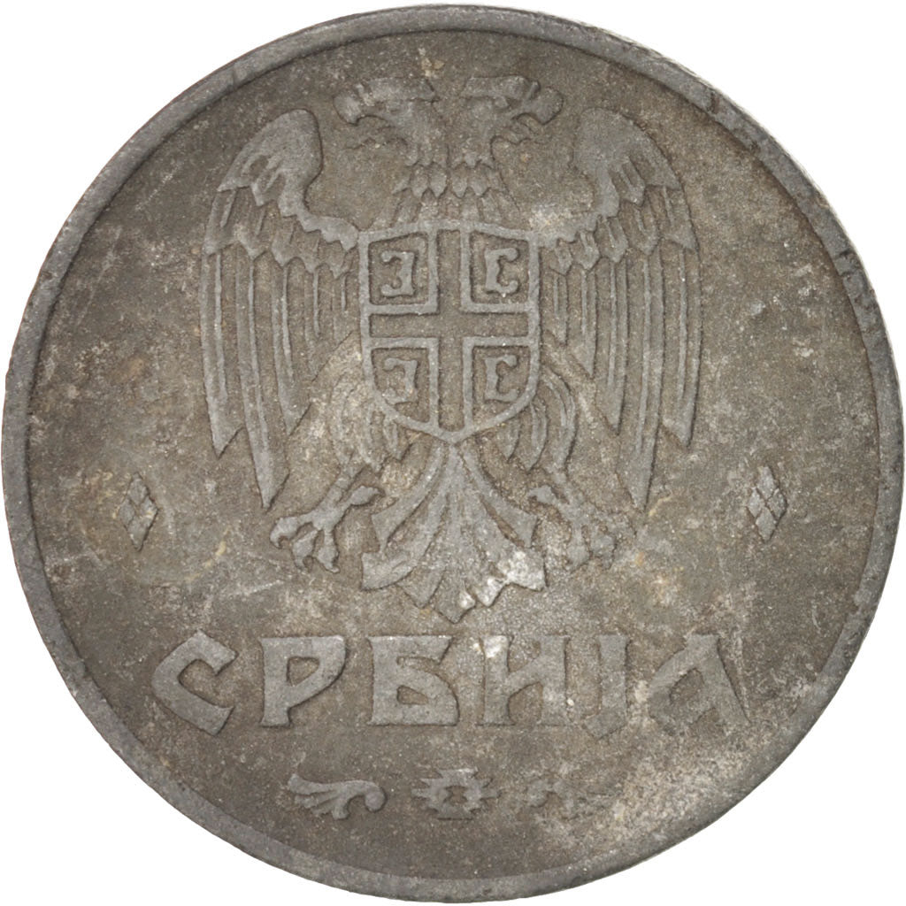 SERBIA, 2 Dinara, 1942, KM #32, EF(40-45), Zinc, 22
