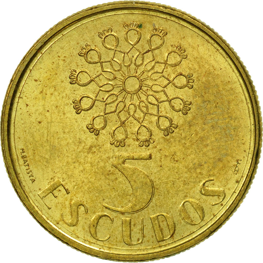 Coin, Portugal, 5 Escudos, 1991, MS(60-62), Nickel-brass, KM:632