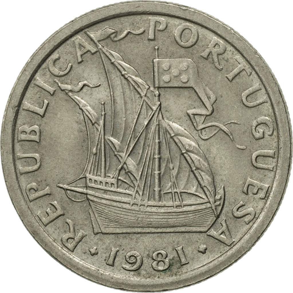Coin, Portugal, 2-1/2 Escudos, 1981, AU(55-58), Copper-nickel, KM:590