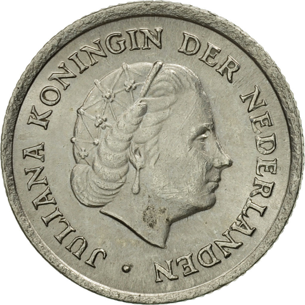 Coin, Netherlands, Juliana, 10 Cents, 1965, MS(60-62), Nickel, KM:182