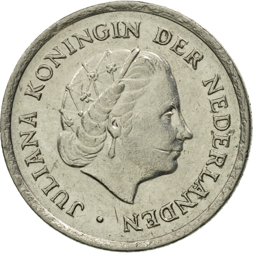Coin, Netherlands, Juliana, 10 Cents, 1969, MS(60-62), Nickel, KM:182