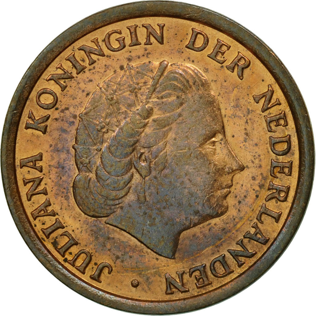 Coin, Netherlands, Juliana, Cent, 1966, AU(55-58), Bronze, KM:180