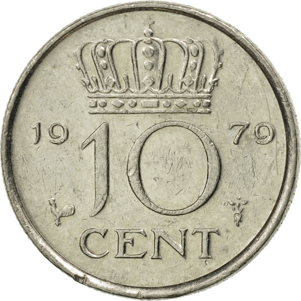Coin, Netherlands, Juliana, 10 Cents, 1979, AU(55-58), Nickel, KM:182