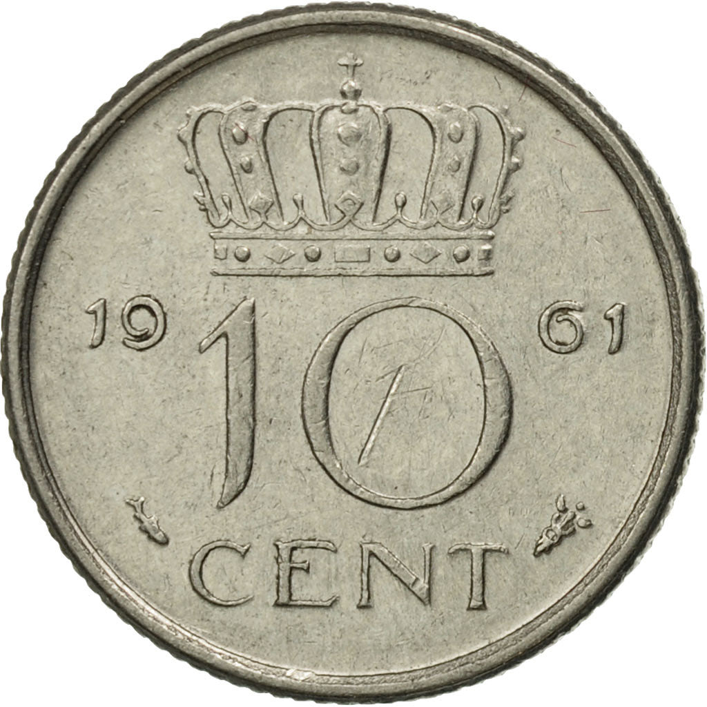 Monnaie, Pays-Bas, Juliana, 10 Cents, 1961, SUP, Nickel, KM:182