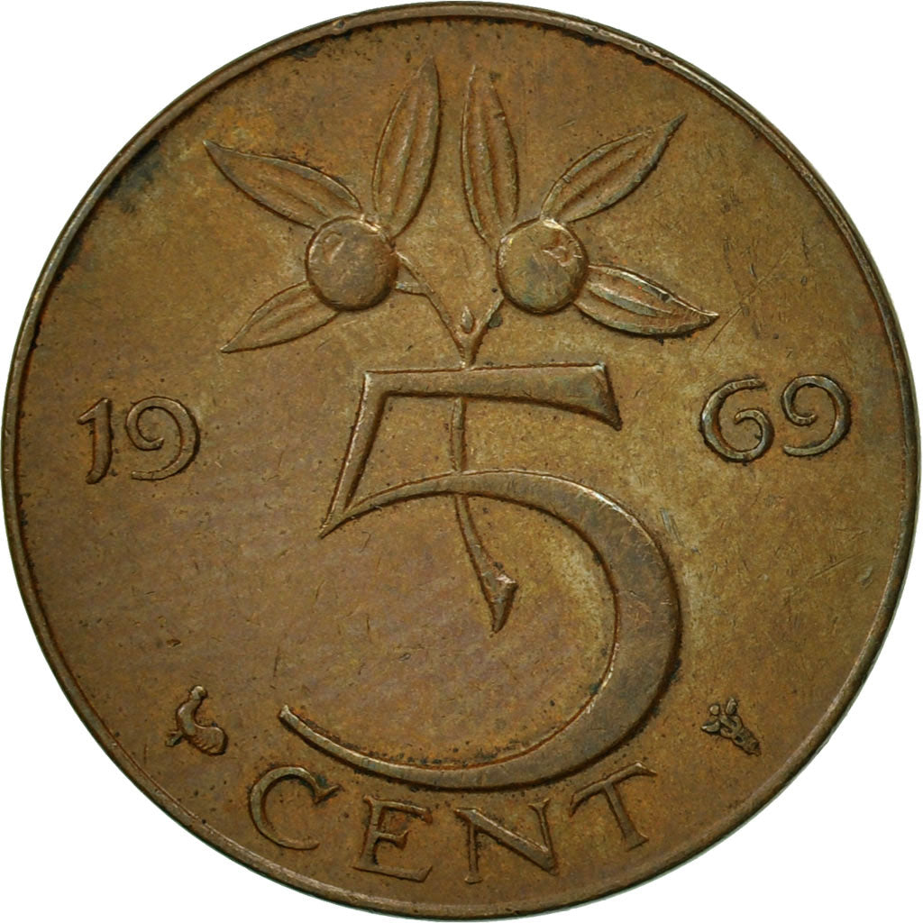 Monnaie, Pays-Bas, Juliana, 5 Cents, 1969, TTB+, Bronze, KM:181
