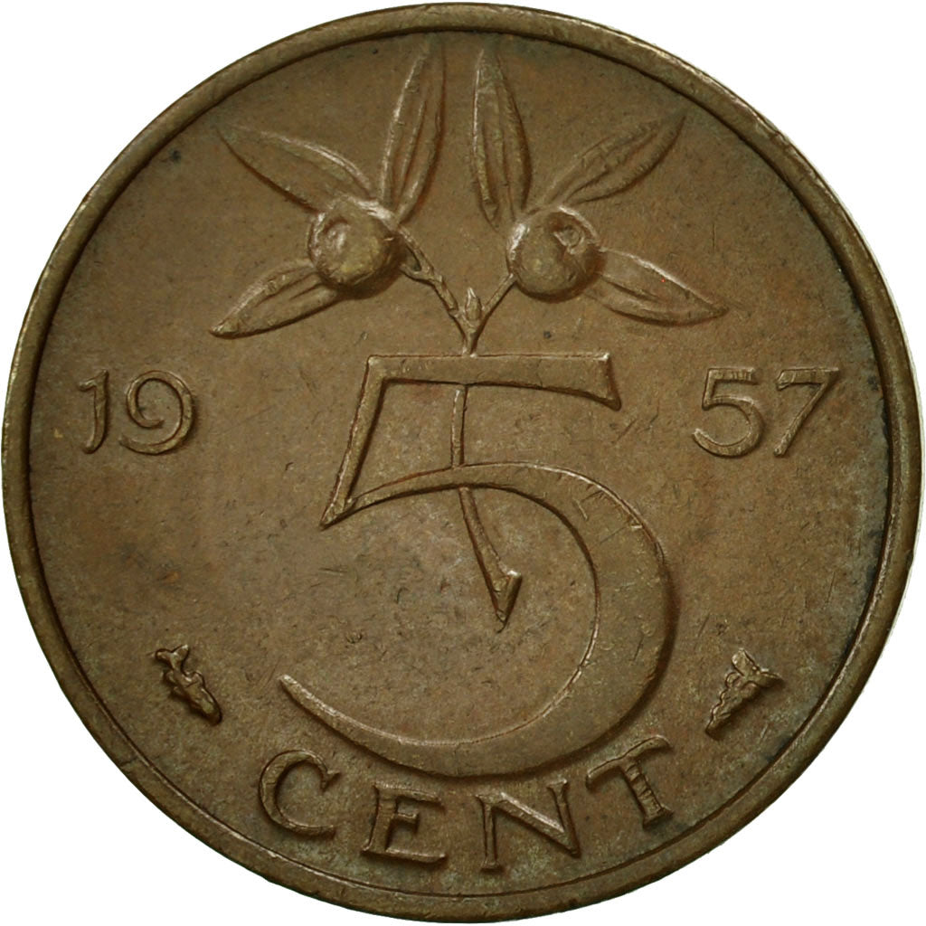 Monnaie, Pays-Bas, Juliana, 5 Cents, 1957, TTB+, Bronze, KM:181
