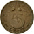 Moneda, Países Bajos, Juliana, 5 Cents, 1957, MBC+, Bronce, KM:181