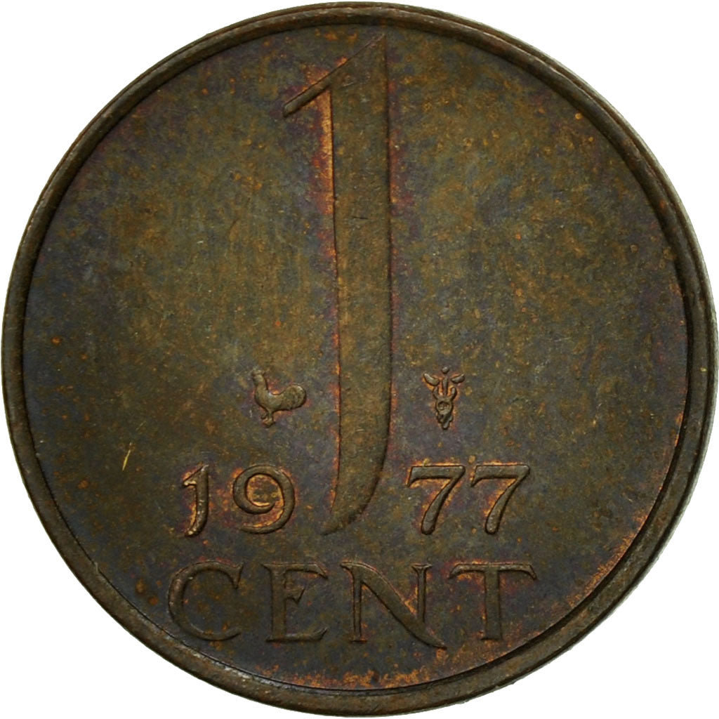 Coin, Netherlands, Juliana, Cent, 1977, AU(50-53), Bronze, KM:180