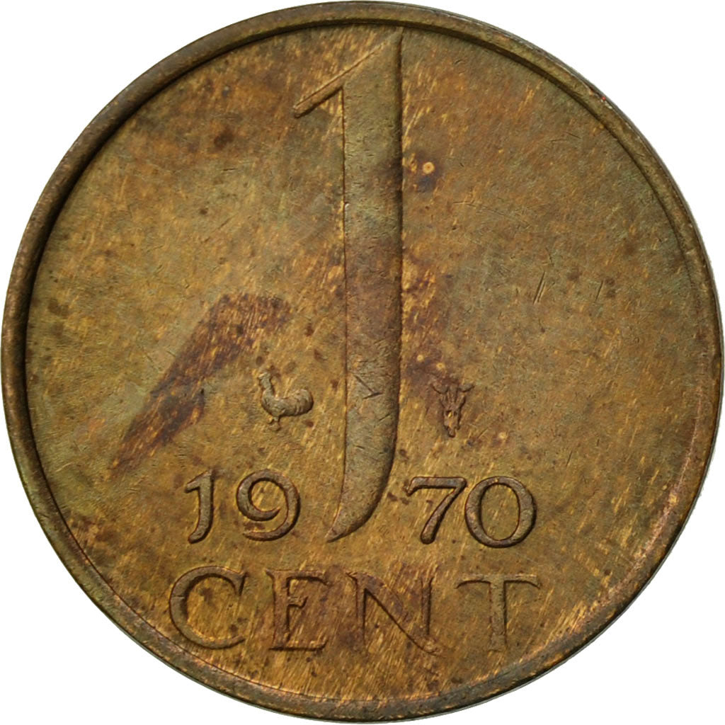 Coin, Netherlands, Juliana, Cent, 1970, AU(50-53), Bronze, KM:180