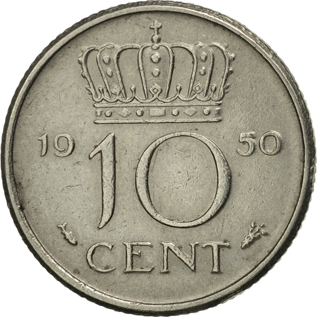 Münze, Niederlande, Juliana, 10 Cents, 1950, SS, Nickel, KM:182