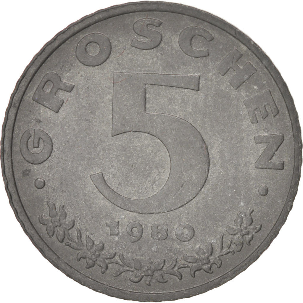Austria, 5 Groschen, 1980, SPL-, Zinco, KM:2875