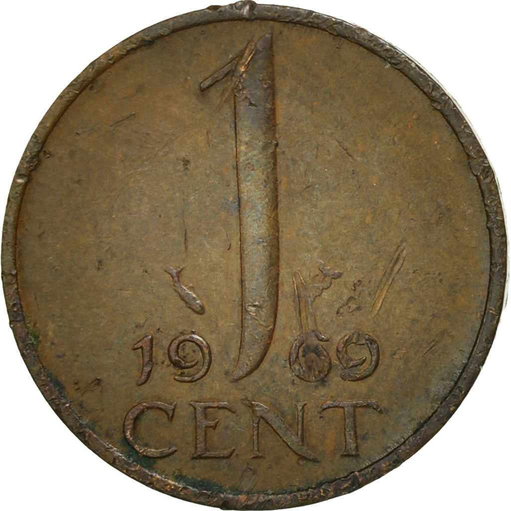 Coin, Netherlands, Juliana, Cent, 1969, EF(40-45), Bronze, KM:180