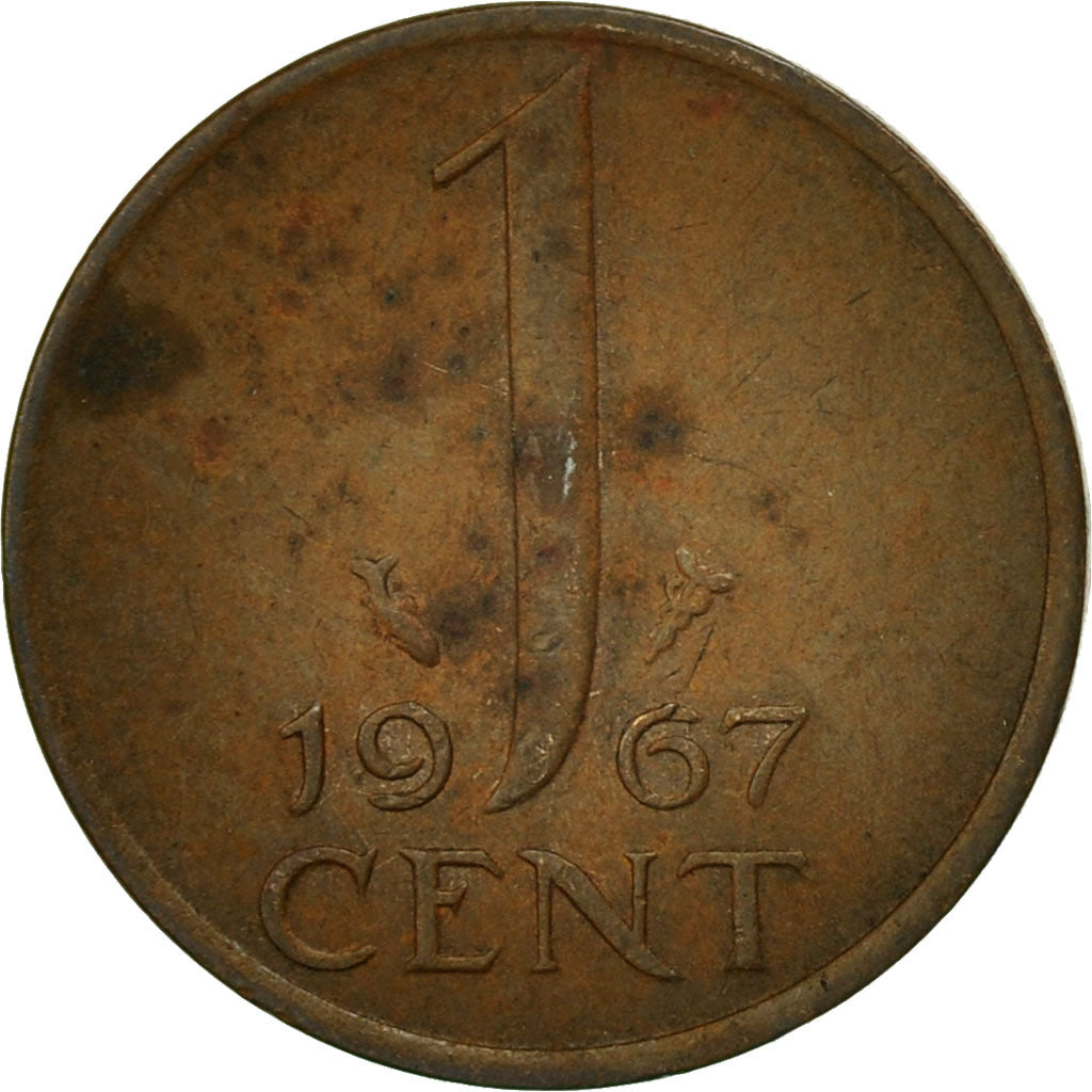 Coin, Netherlands, Juliana, Cent, 1967, EF(40-45), Bronze, KM:180