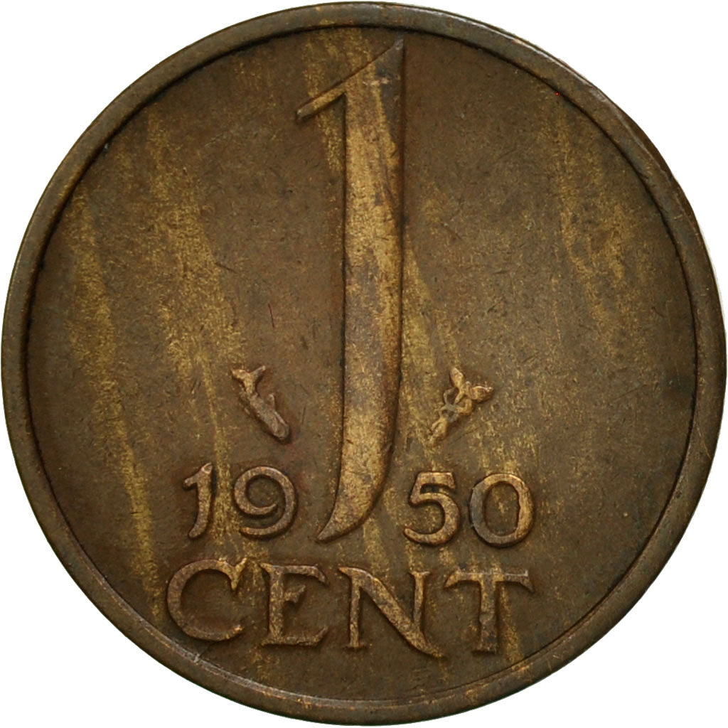 Coin, Netherlands, Juliana, Cent, 1950, EF(40-45), Bronze, KM:180