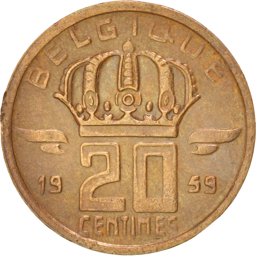 Moneda, Bélgica, 20 Centimes, 1959, MBC, Bronce, KM:146