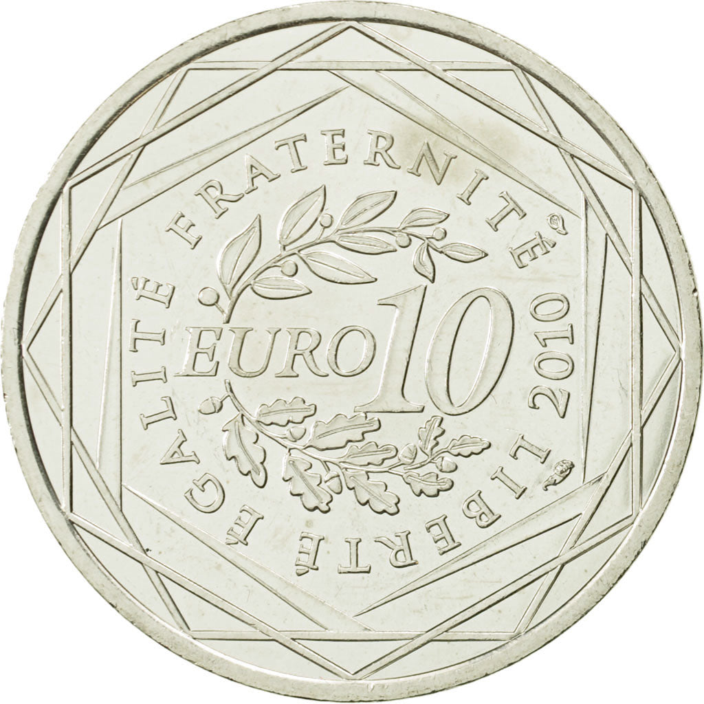 France, 10 Euro, Guadeloupe, 2010, MS(63), Silver, KM:1655