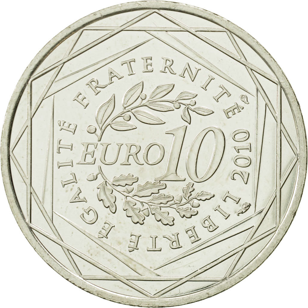 France, 10 Euro, Guyane, 2010, MS(63), Silver, KM:1654