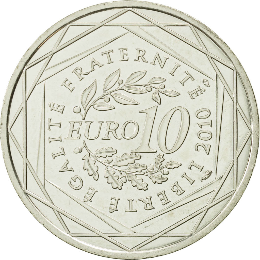 France, 10 Euro, Réunion, 2010, MS(63), Silver, KM:1669