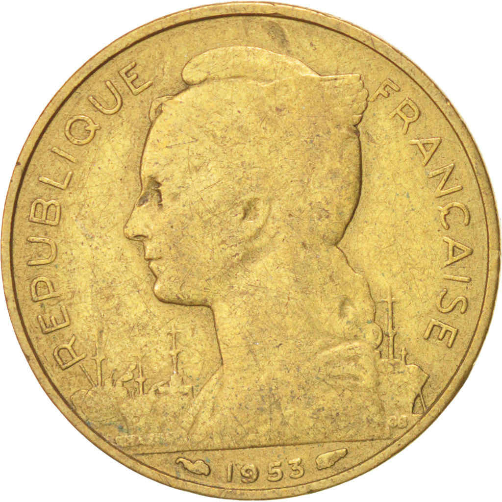 Münze, Madagascar, 20 Francs, 1953, Paris, S, Aluminum-Bronze, KM:7