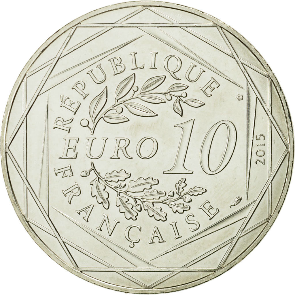 Coin, France, 10 Euro, Liberté Astérix Flamme, 2015, MS(63), Silver