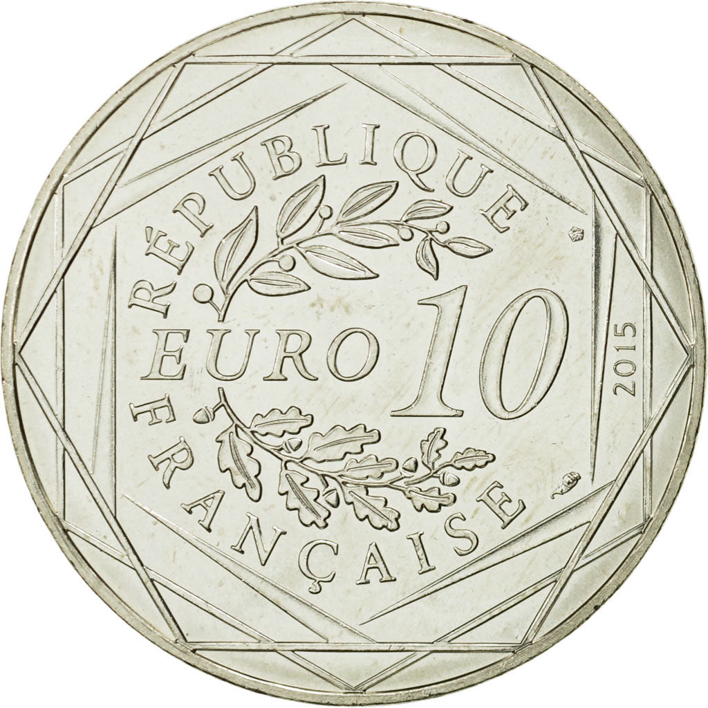 Coin, France, 10 Euro, Liberté Astérix Flamme, 2015, MS(63), Silver