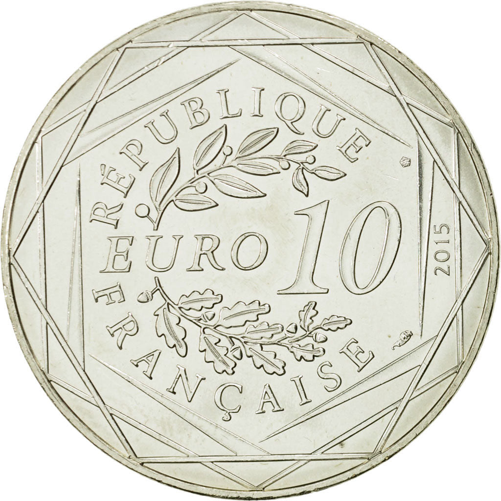 Coin, France, 10 Euro, Liberté Astérix Flamme, 2015, MS(63), Silver