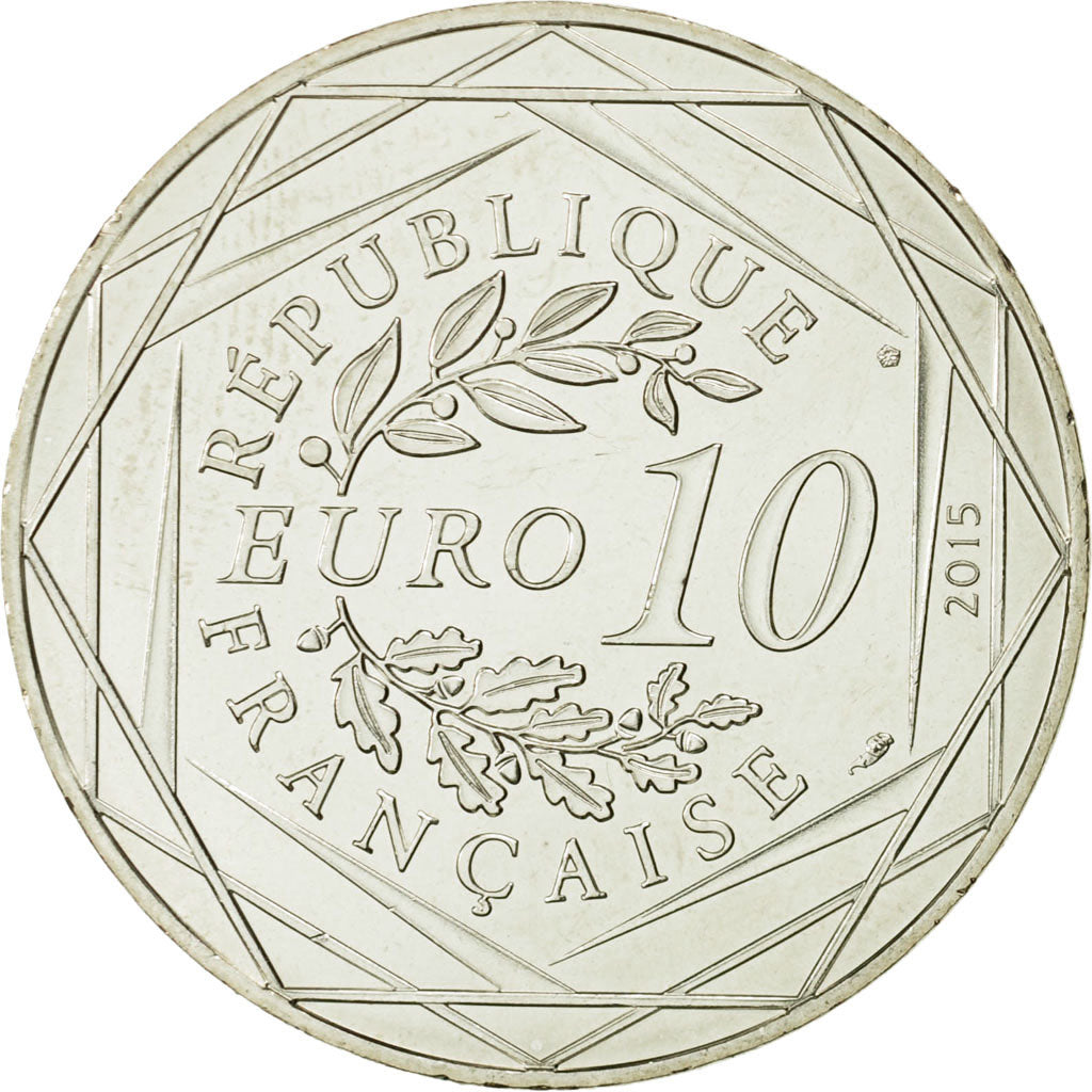Coin, France, 10 Euro, Liberté Astérix, Obélix, 2015, MS(63), Silver