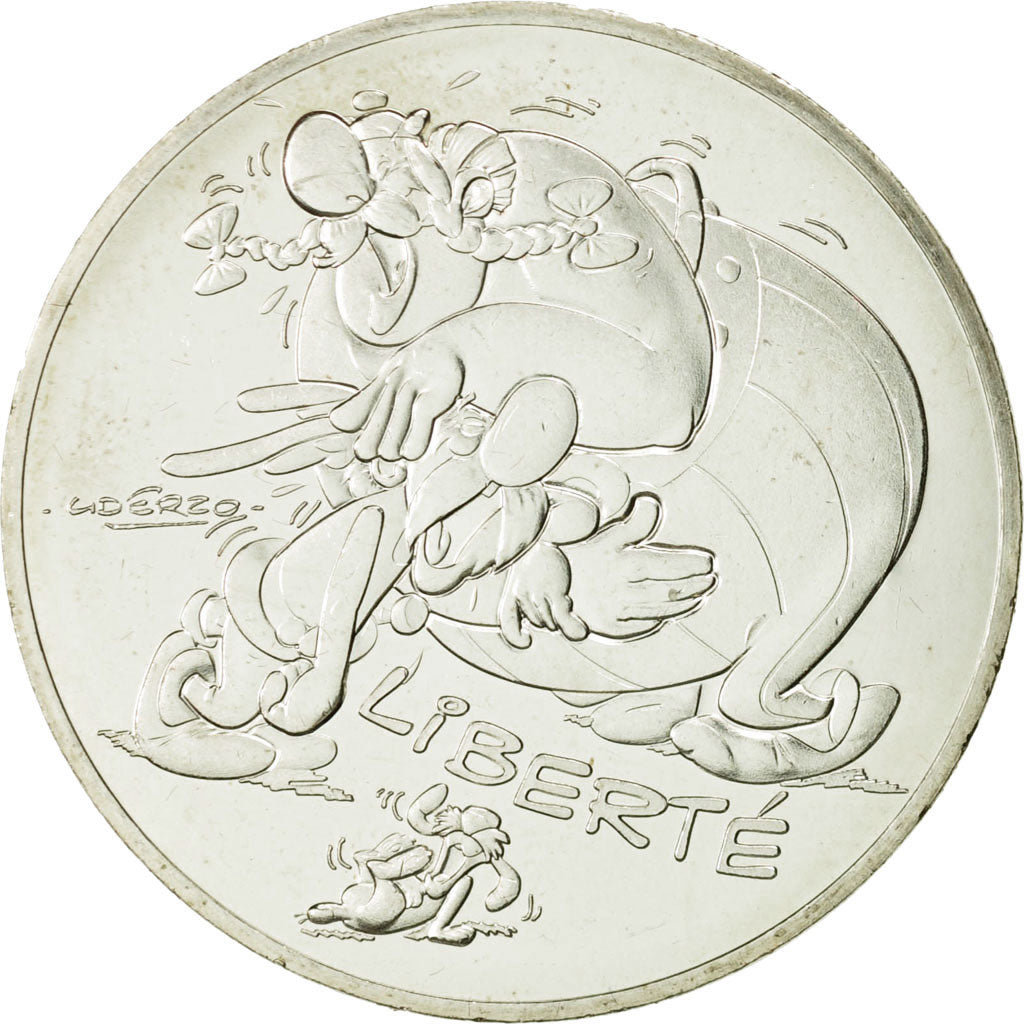France, 10 Euro, Liberté Astérix, Obélix, 2015, MS(63), Silver