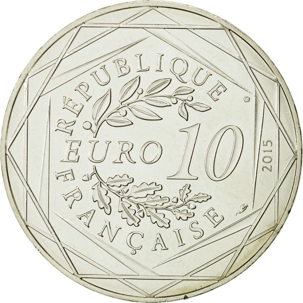 France, 10 Euro, Liberté Astérix, Obélix, 2015, MS(63), Silver