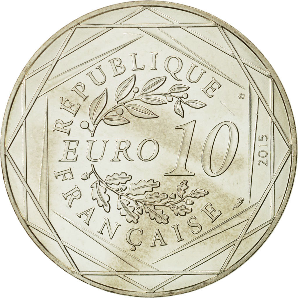 Coin, France, 10 Euro, Fraternité, Chiens, 2015, MS(63), Silver