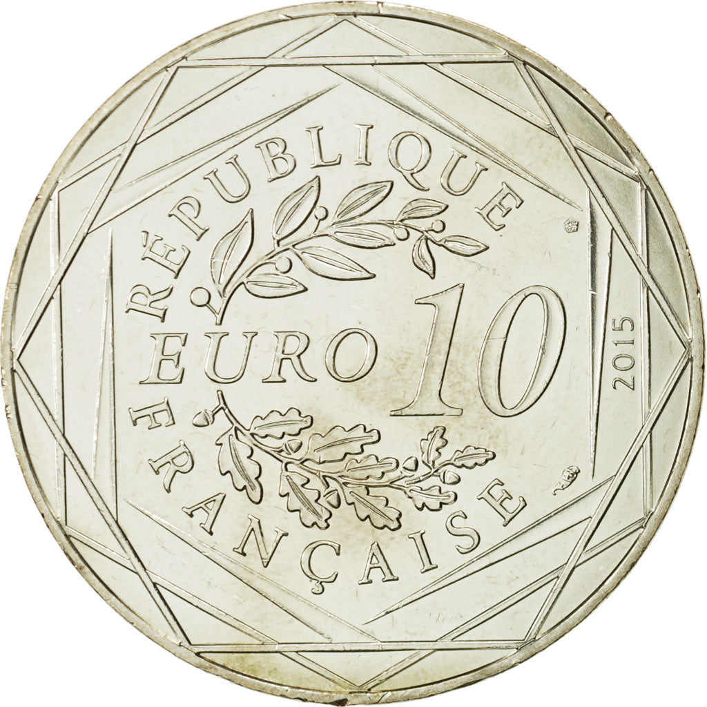 Coin, France, 10 Euro, Fraternité, Chiens, 2015, MS(63), Silver