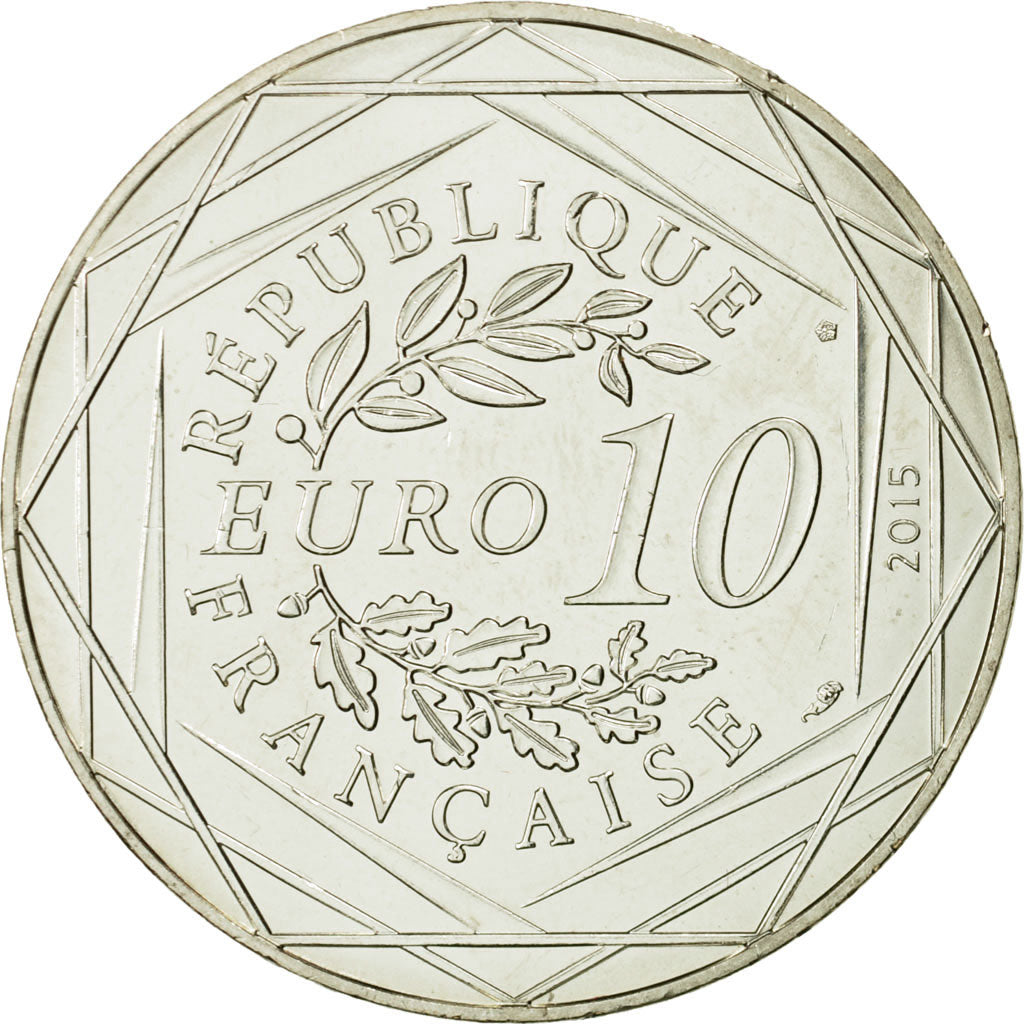 Coin, France, 10 Euro, Fraternité, Astérix, Olaf, 2015, MS(63), Silver