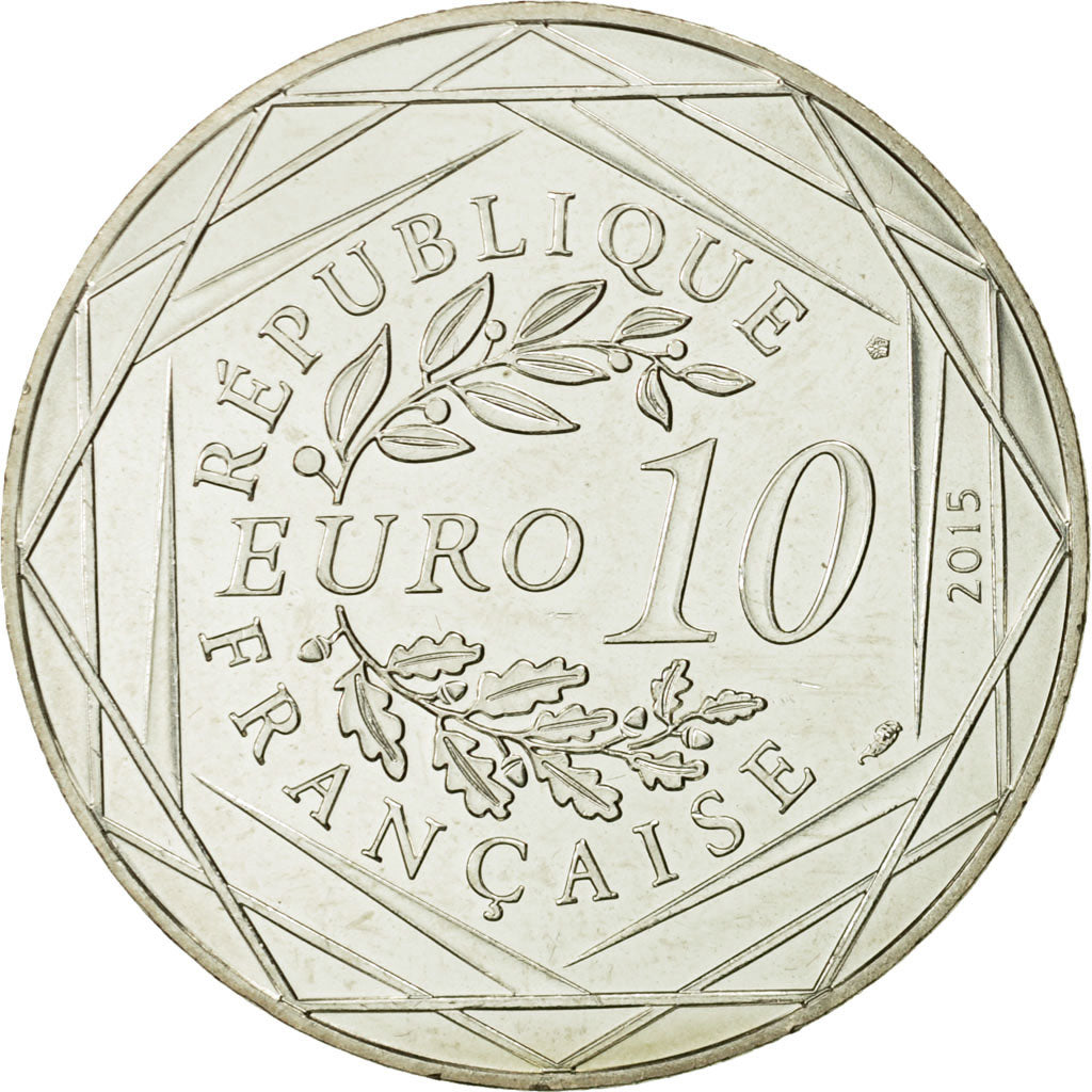 Coin, France, 10 Euro, Fraternité, Astérix, Olaf, 2015, MS(63), Silver